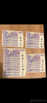 Prodám bankovky 1000Kč s přítiskem cena 1500/ks - 2