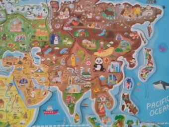 WOODY Magnetické puzzle Svět v obrázcích 2v1 - 2