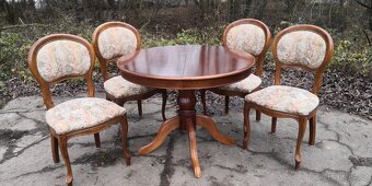 Masivní rozkládací stůl+4ks starožitných židlí - 2