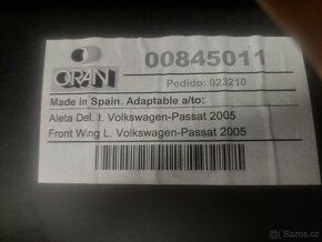 Přední blatník VW Passat B6 2005-2010 nový L made in Spain - 2