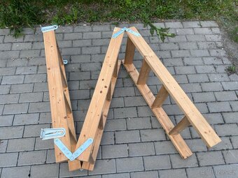 Dřevěný skládací půdní/sklepní žebřík – 3 metry - 2