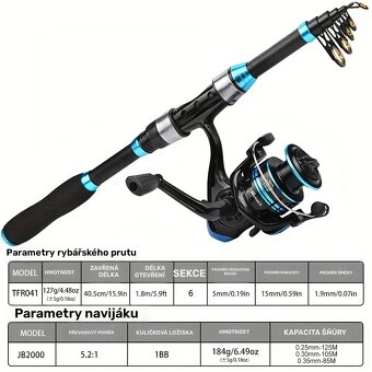 NOVÝ Rybářský Prut 1,8M + Naviják - 2