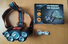 Čelovka - 5x LED svítilna, dobíjecí - 2