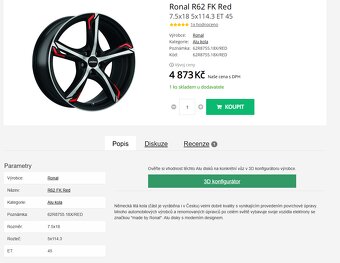 Ronal R62 Red 7,5x18 5x114 ET45 - 2