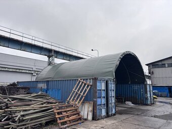 Lodní kontejner 12m + 100m2 plachtová oblouková hala - 2