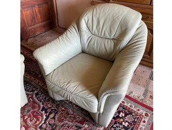 Luxusní kožená sedací souprava 3+1+taburet, 1900 - 2