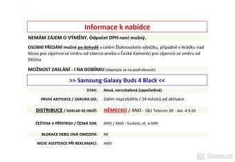 Samsung Galaxy Buds4 Buds 4 Black NOVÁ NEROZBALENÁ - 2