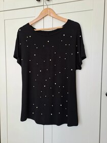 Černý top s perličkami H&M, vel. 38/40 - 2