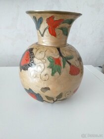 Krásná mosazná smaltovaná váza - 2