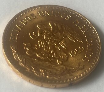 zlatá mince 20 pesos Mexico. 1959 - 2