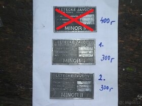 Aero Minor II výrobní typové štítky - 2
