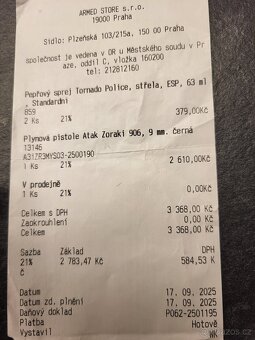 PISTOLE ZORAKI M 906 PLYNOVÁ KOUPENA 17.9.25 - 2