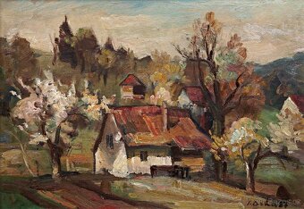 Josef Drha (Gruber) - Krajina- Jarní motiv - pastózní obraz - 2