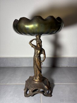 Secesní bronzová mísa s irizujícím sklem – Art Nouveau - 2