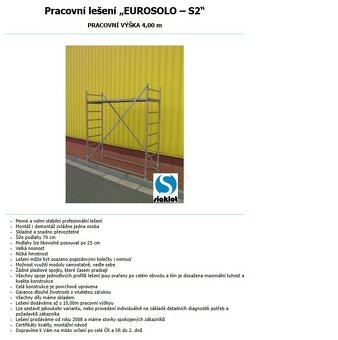 Pracovní věž / lešení Eurosolo-S2 (pojízdné) - NOVÉ - 2