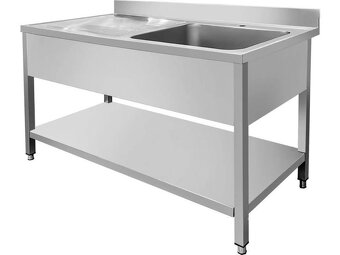 Nerezový dřez s odkapávací plochou a spodní policí - 2