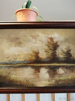 obraz NAD RYBNÍKEM, olej, sign. Trinkmoc - 2