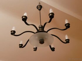 Art Deco 8mi ramenný lustr, středový skleněný širm - 2