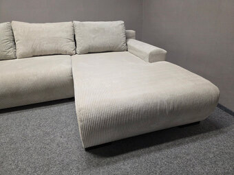 Nová rohová rozkládací sedačka krémový manšestr - 2