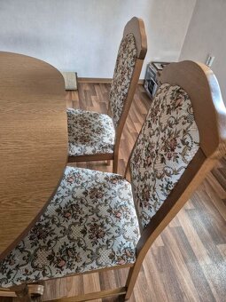 Stůl jídelní oválný, rozkládací a 4 židle - masiv - 2