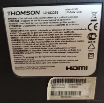 Prodám TV Thomson 32HU3253 - 2