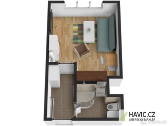 Pronájem bytu 1+kk, 19,6 m, Liberec XIV-Ruprechtice, Na Písk - 2