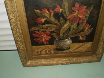 obraz - olej - kaktus - v rámu - -75 x 75 cm - 2