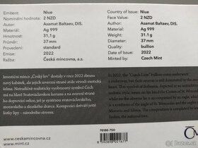 Prodám: Stříbrná 1 Oz mince Český lev 2022 číslovaný 583 - 2