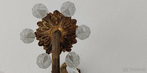 Mosazný lustr s křištálovými ověsy - 2