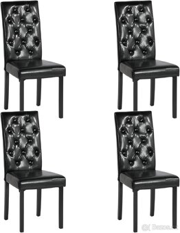 Nový set jídelních židlí, eko kůže černá lesk - 2