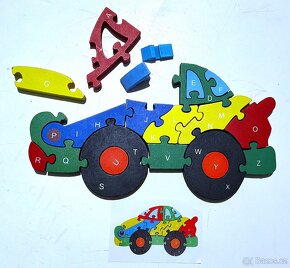 PUZZLE AUTO EDUKATIVNÍ SKLÁDAČKA OBOUSTRANNÉ ČÍSLA I ABECEDA - 2