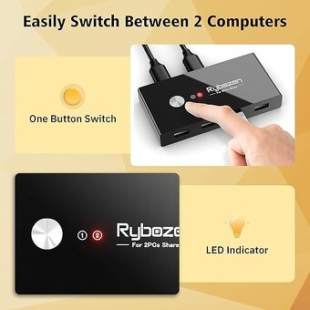 Přepínač USB, Rybozen USB 2.0 Switch Box - 2