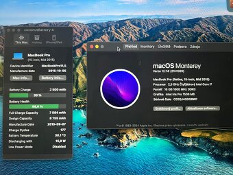 MacBook Pro 15” 2015 TOP STAV ZÁRUKA BATERIE - 2