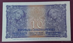 10 korun 1919 ALFONS MUCHA 2022 výroční bankovka UNC - 2