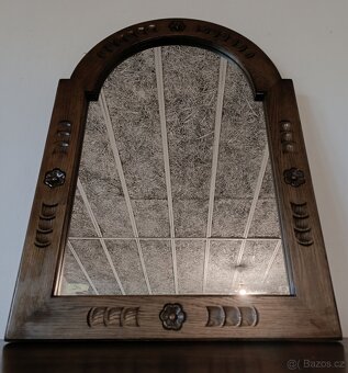 Dubové, rustikální zrcadlo. - 2