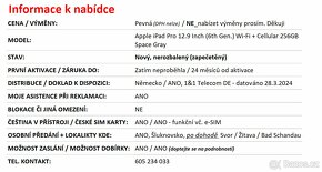 iPad Pro 12.9 M2 Cellular 5G 256GB šedý NOVÝ NEROZBALENÝ - 2
