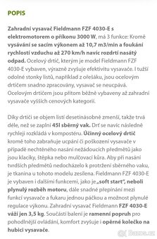 Vysavač na listí FIELDMANN. - 2