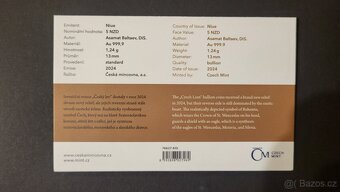 Zlatá 1/25oz mince Český lev 2024 stand číslovaný - 2