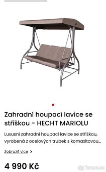 Zahradní houpací lavice se stříškou - 2