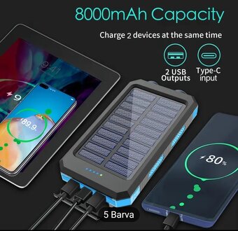 Solární powerbanka / nabíječka, 7000mAh, 5V / 2 x 2.1A- NOVÁ - 2