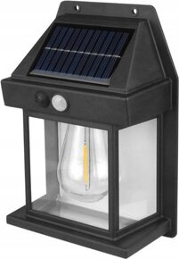 Zahradní nástěnná solární lampa černá COB žárovka - 2