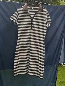 Proužkované hnědo-bílé šaty - 2