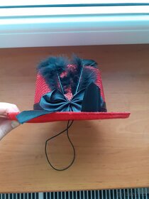 Dámský mini klobouček - červený - 2