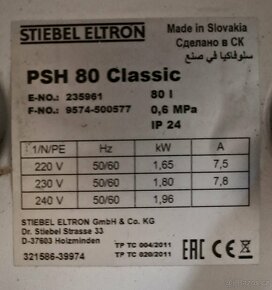 Prodám bojler Stiebel Eltron PSH 80 Classic - 2
