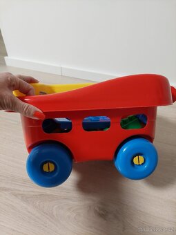 Ecoiffier vozík na tahání s Abrick stavebnicí a destičkou - 2