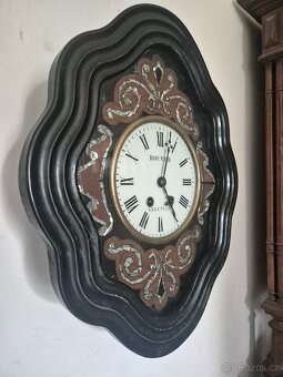 Starožitné francouzské hodiny – dřevo, perleť, funkční - 2