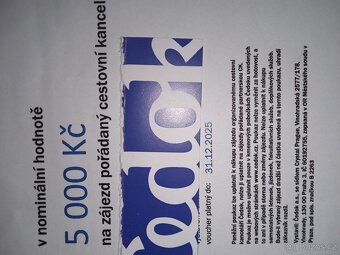 Dva poukazy Čedok na 5000,- (hodnota celkem 10.000,-) - 2
