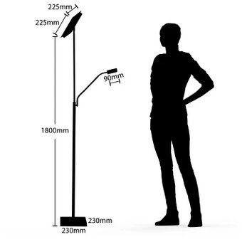 LED stojací lampa Lindby Sumani, hranatá, nikl, výška 180 cm - 2
