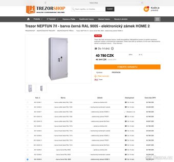Prodám Trezor NEPTUN 7/I - černá RAL 9005 - el.zámek HOME 2 - 2
