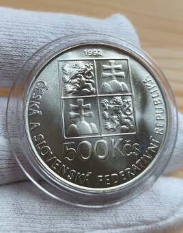 Stříbrná pamětní mince 500kčs J. A. Komenský 1992 - 2